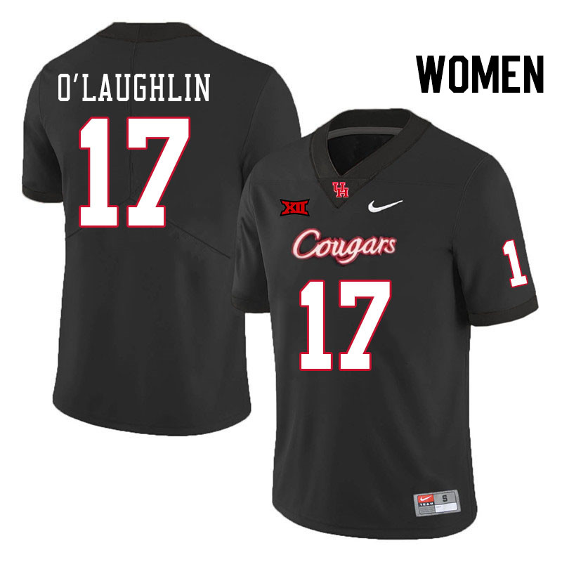 Women #17 Mike O'Laughlin Houston Cougars Big 12 XII College Football Jerseys Stitched-Black - Click Image to Close